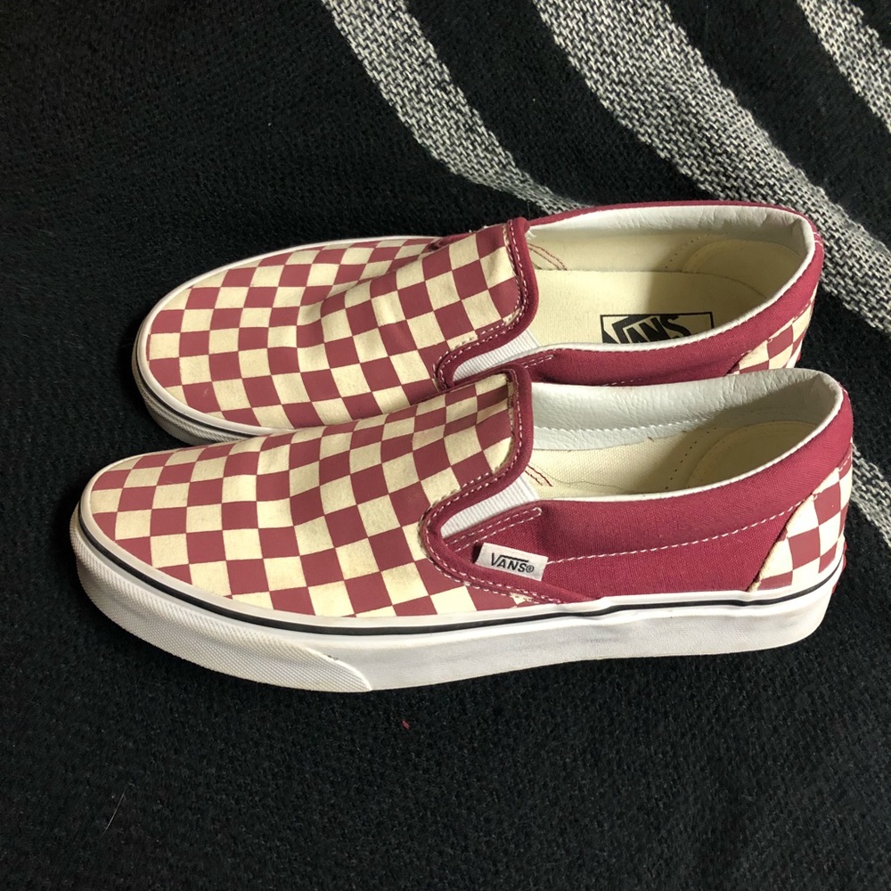 Pink and Cream Checkered Vans
